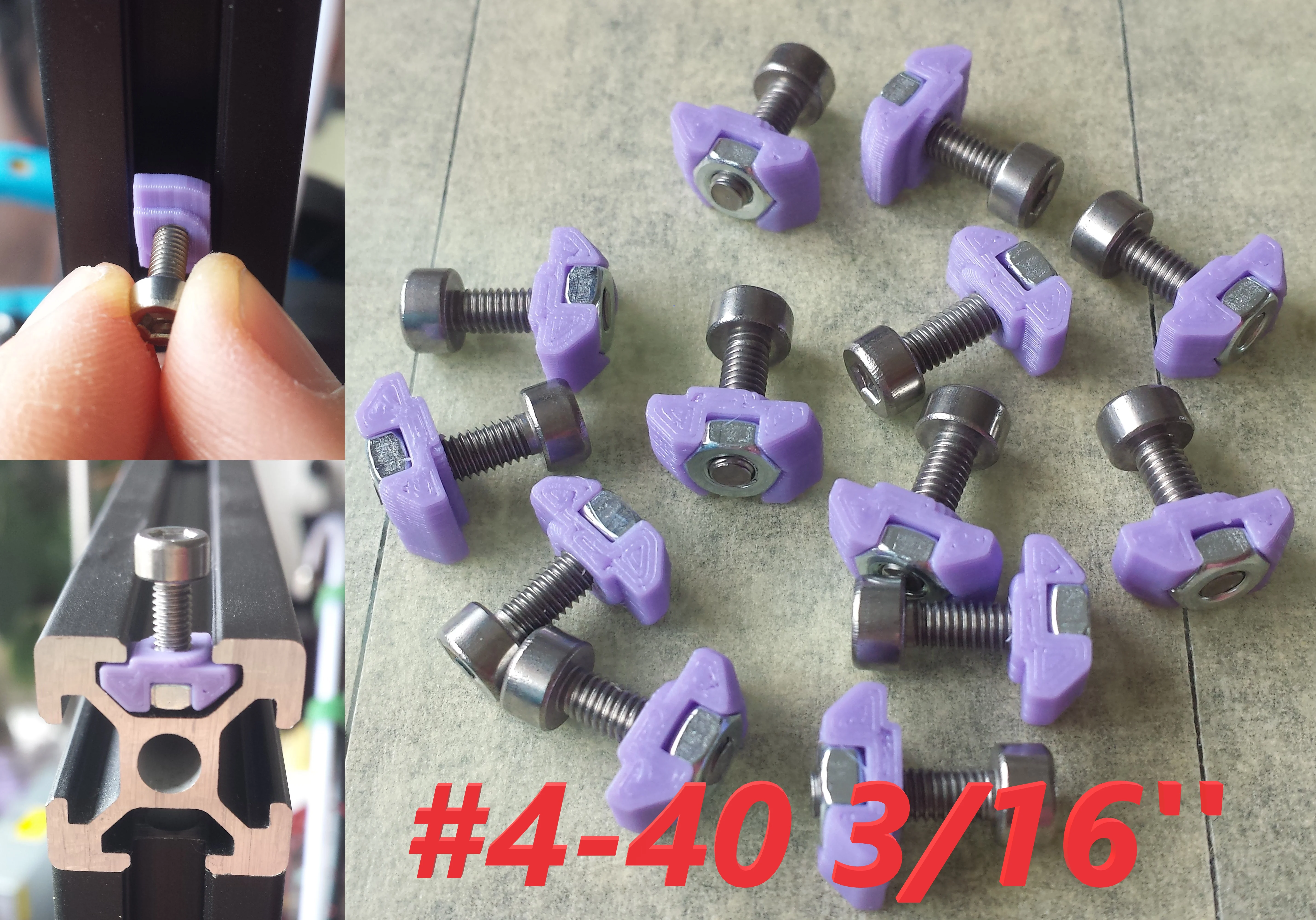 T-nut #4-40 x 3/16'' rotating V-Slot