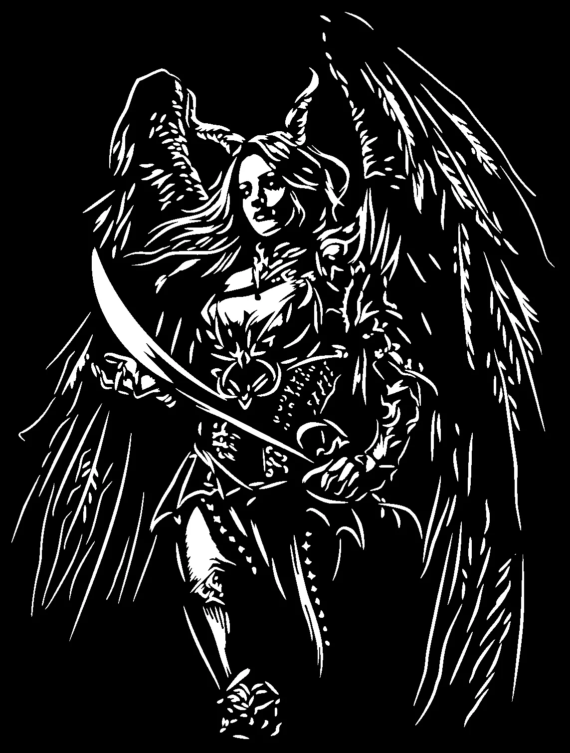 Angel girl stencil 9