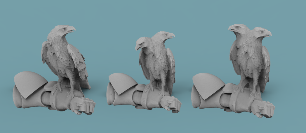 Scifi Eagle Perched on Spaceman Arm