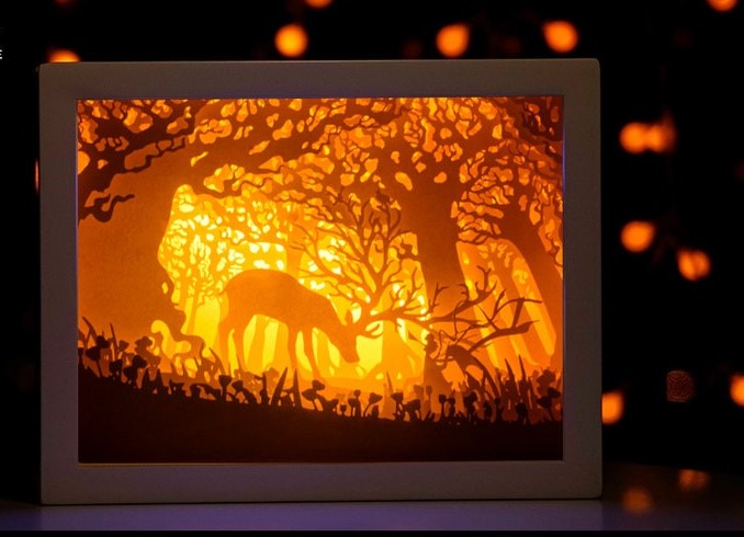 Old Deer And Girl light box