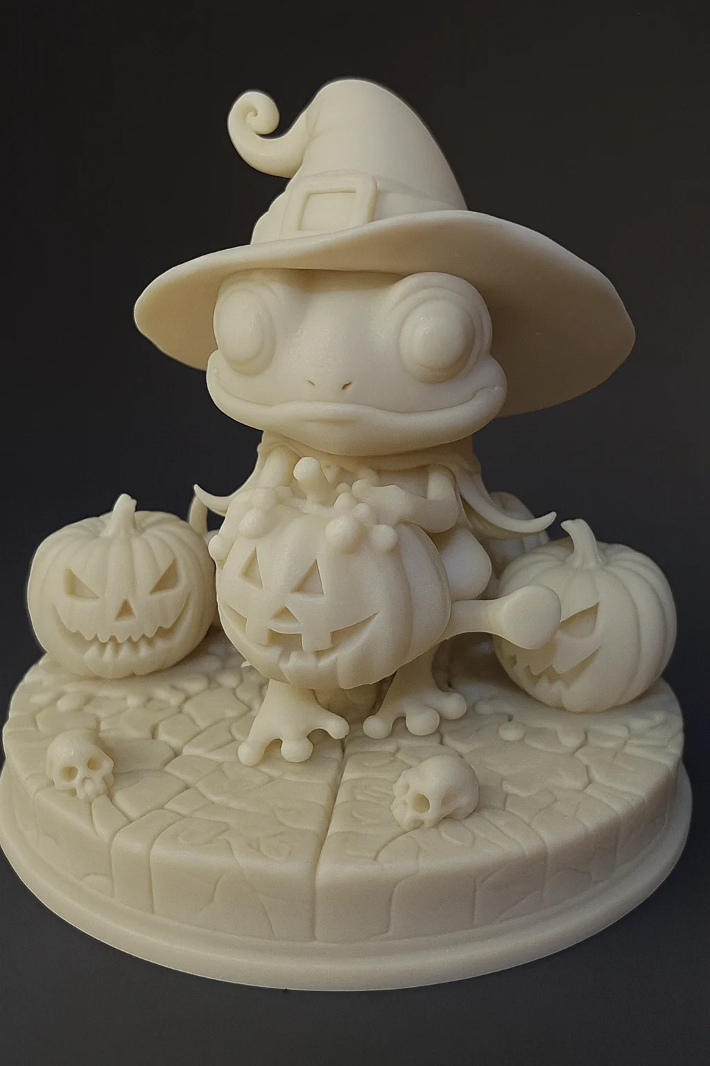 Pumpkin Brew Frog – Halloween Witch Figurine