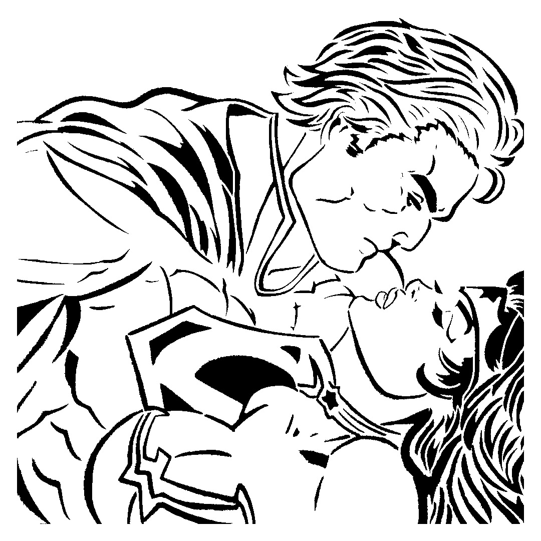 Superman and Wonderwoman stencil