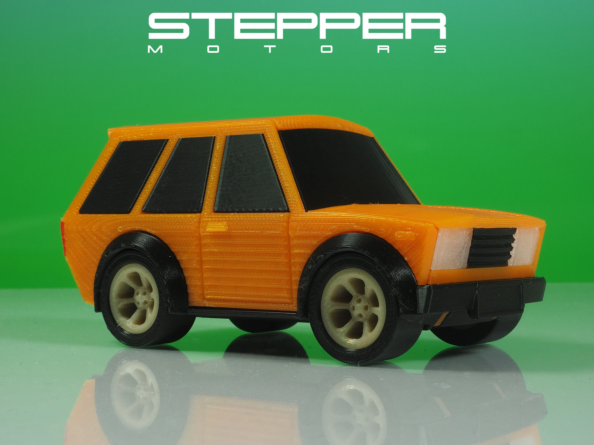 Stepper Motors 70's 4 cylinder Euro wagon car - multi-part - no supports - easy print