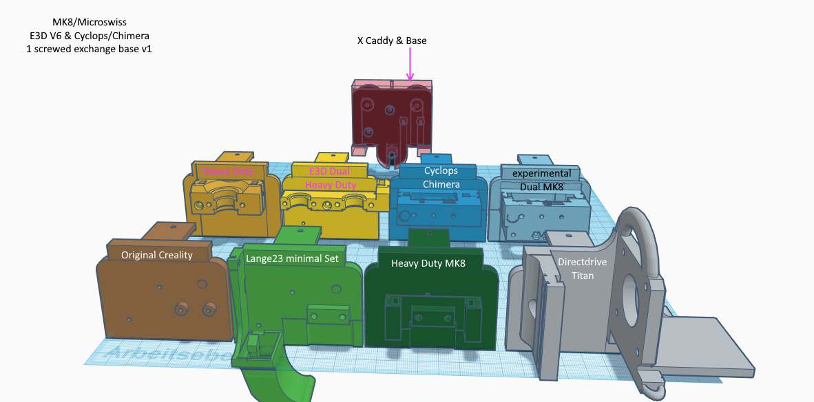 Changable  X Base "ISC" - Interchangeable Sledge Creality & Tevo