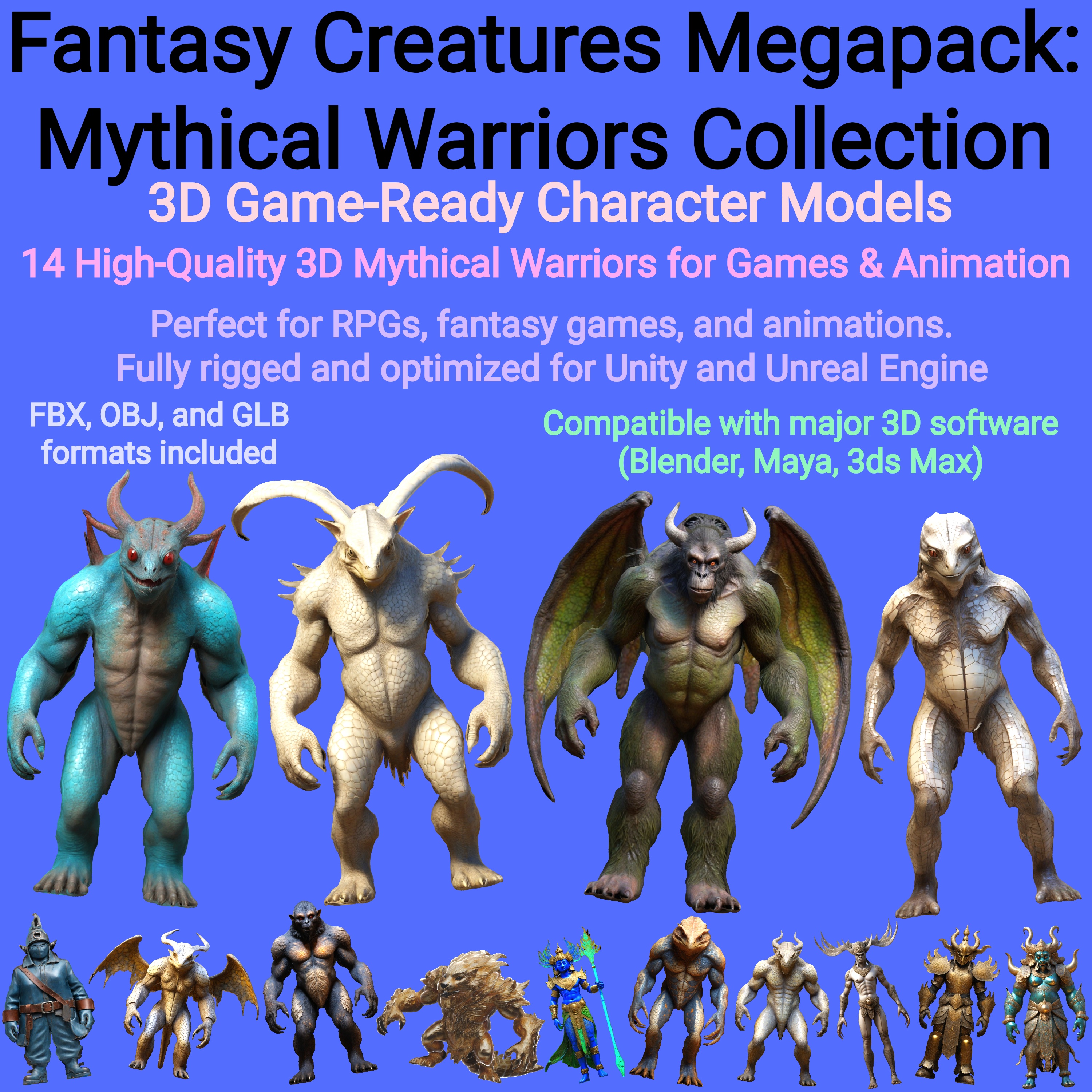 Fantasy Creatures Megapack: Mythical Warriors Collection