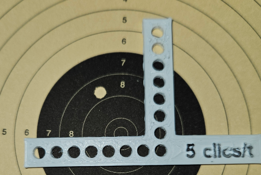 Gabarit de reglage de la visee sur pistolet PCP 0.177 (4.5 mm) competition 10 metres avec 1.2mm/clic