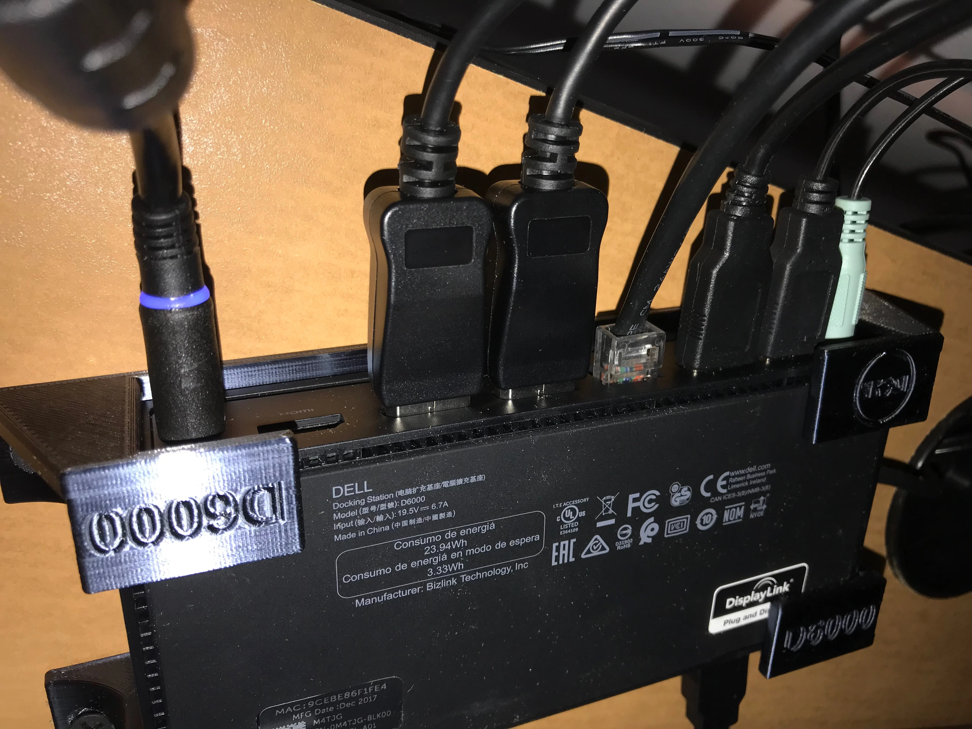 Dell D6000 Universal Dock Under-desk Mount
