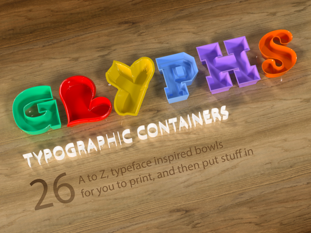 Typographic glyphs container collection