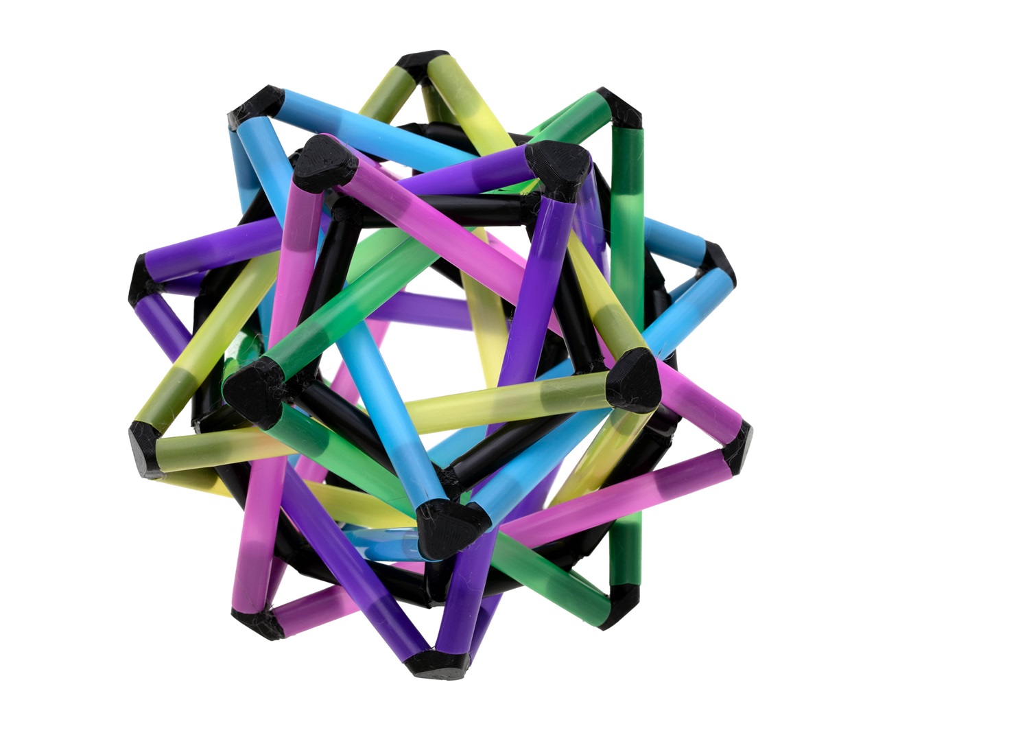 5 Tetrahedrons and a Dodecahedron geometric model - straw construction