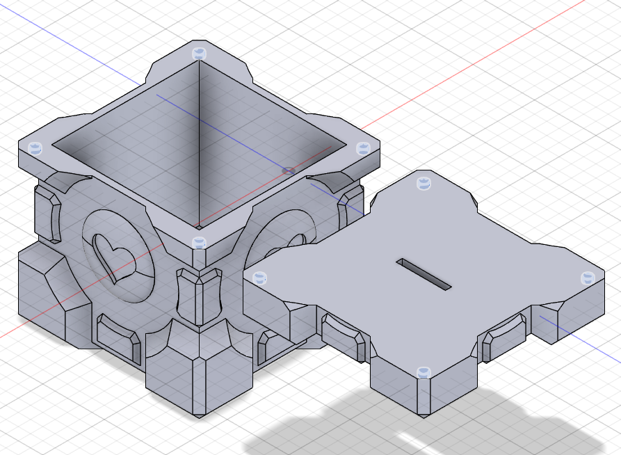 Companion Cube Coin Bank with embedded Magnets