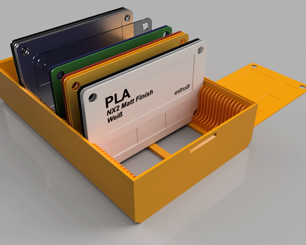 Filament Sample im Scheckkartenformat mit Magazin und Deckel