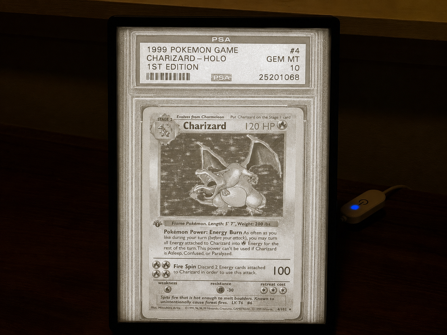 Charizard Lithopone Lightbox - Graded Slab PSA 10