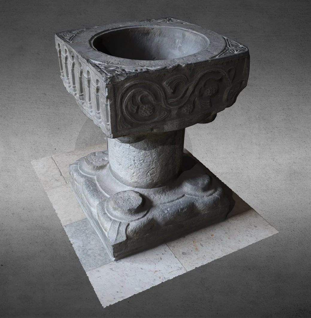 Baptismal font, Saint-Clément d’Achêne church,
