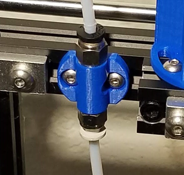 PTFE to PTFE Straight Connector - 2020 Extrusion Mounted