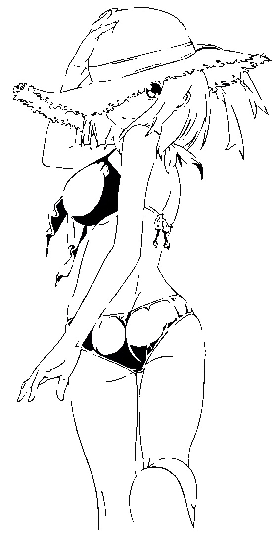 Anime beach girl 4 stencil