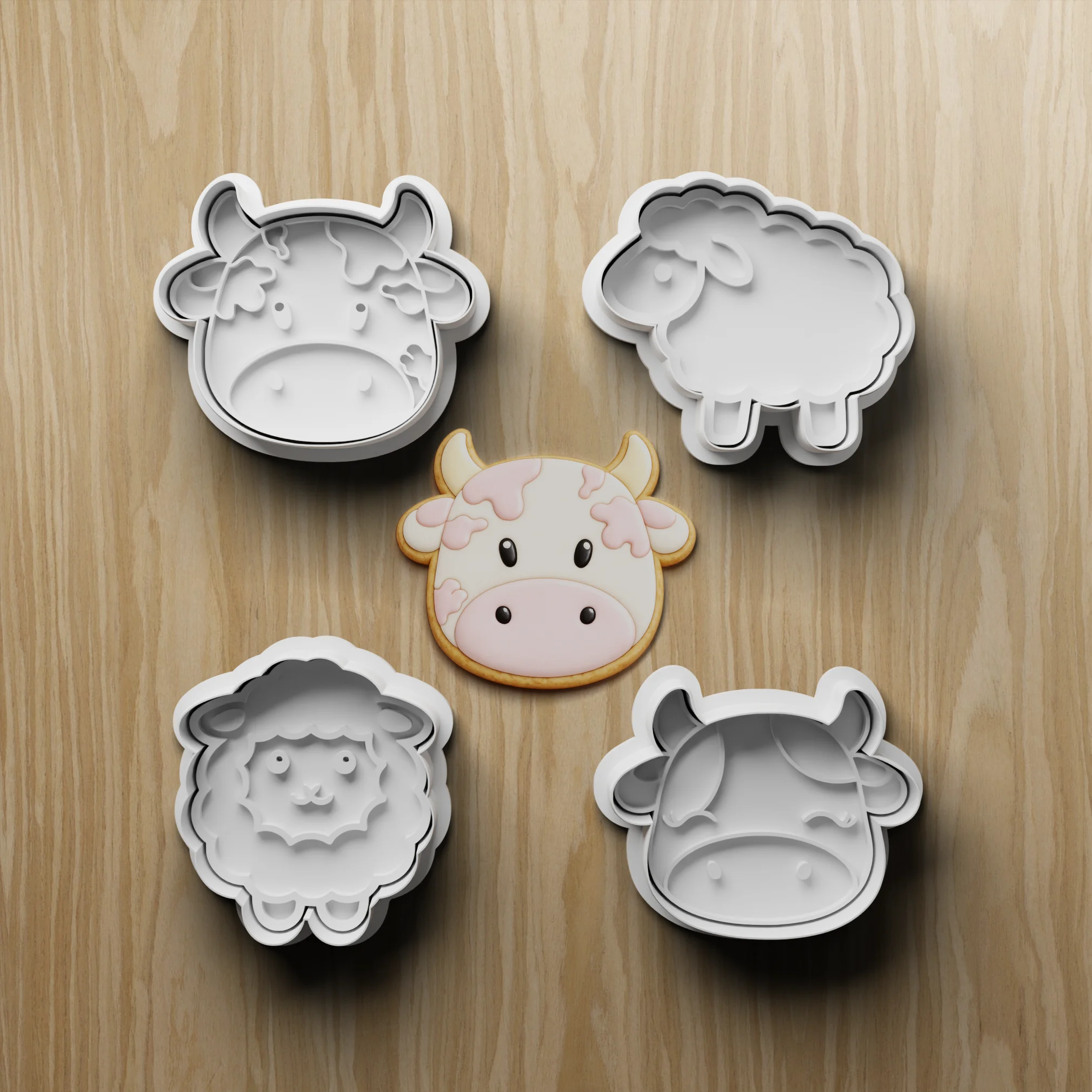 Farm Animal Cookie Cutter STL Bundle | Cow Sheep Fondant Cutter Set | 3D Printable