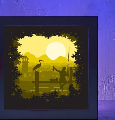 Fishing Seaside light box