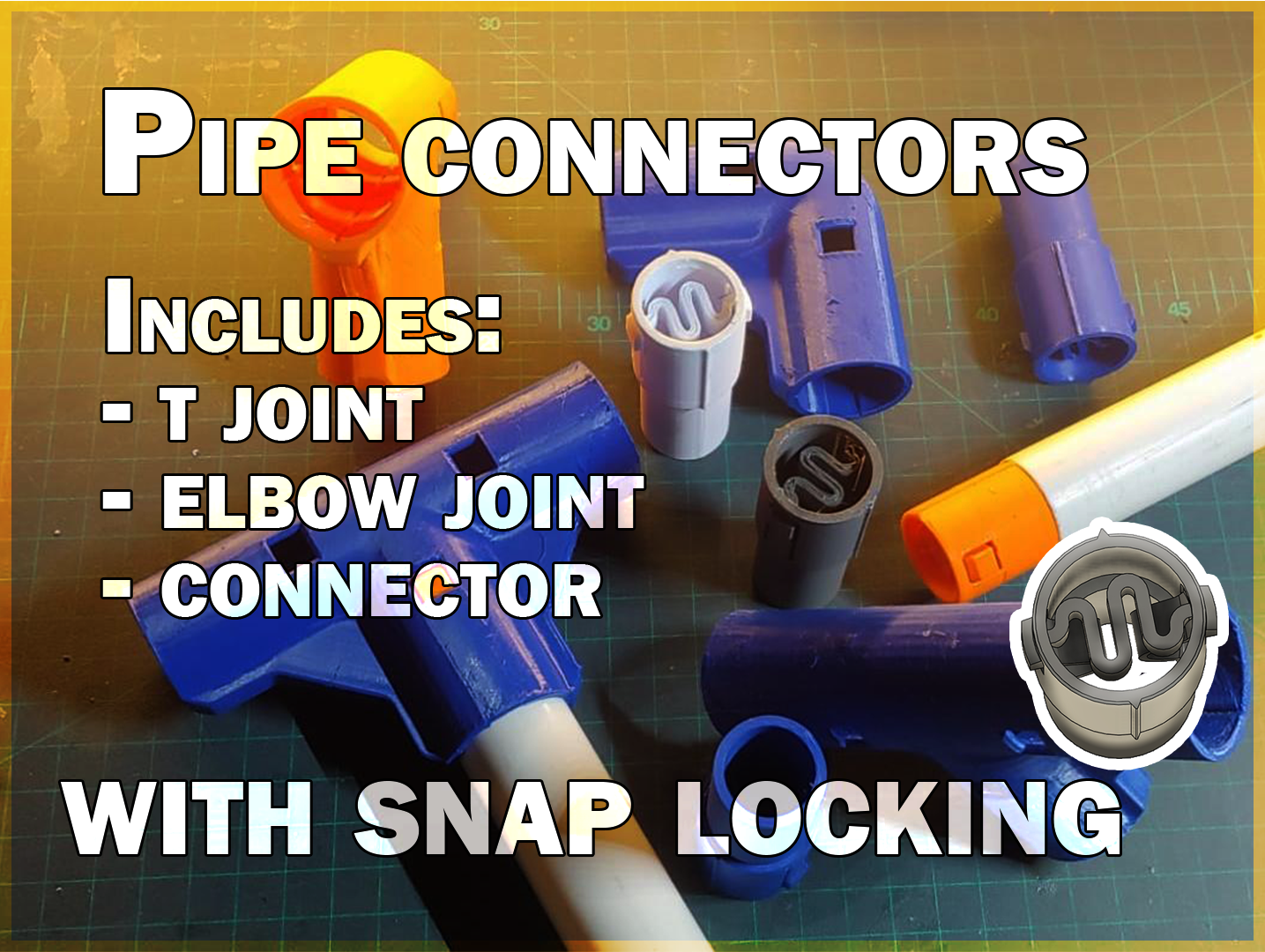 25mm Pipe connectors with snap locking