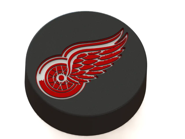 NHL teams logotypes on ice hockey puck