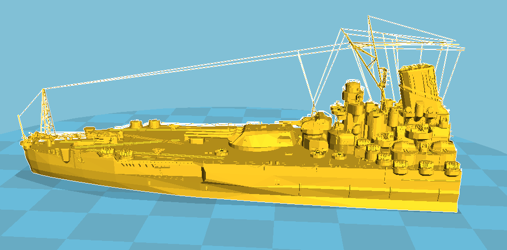 Yamato Battle ship model cut into 2