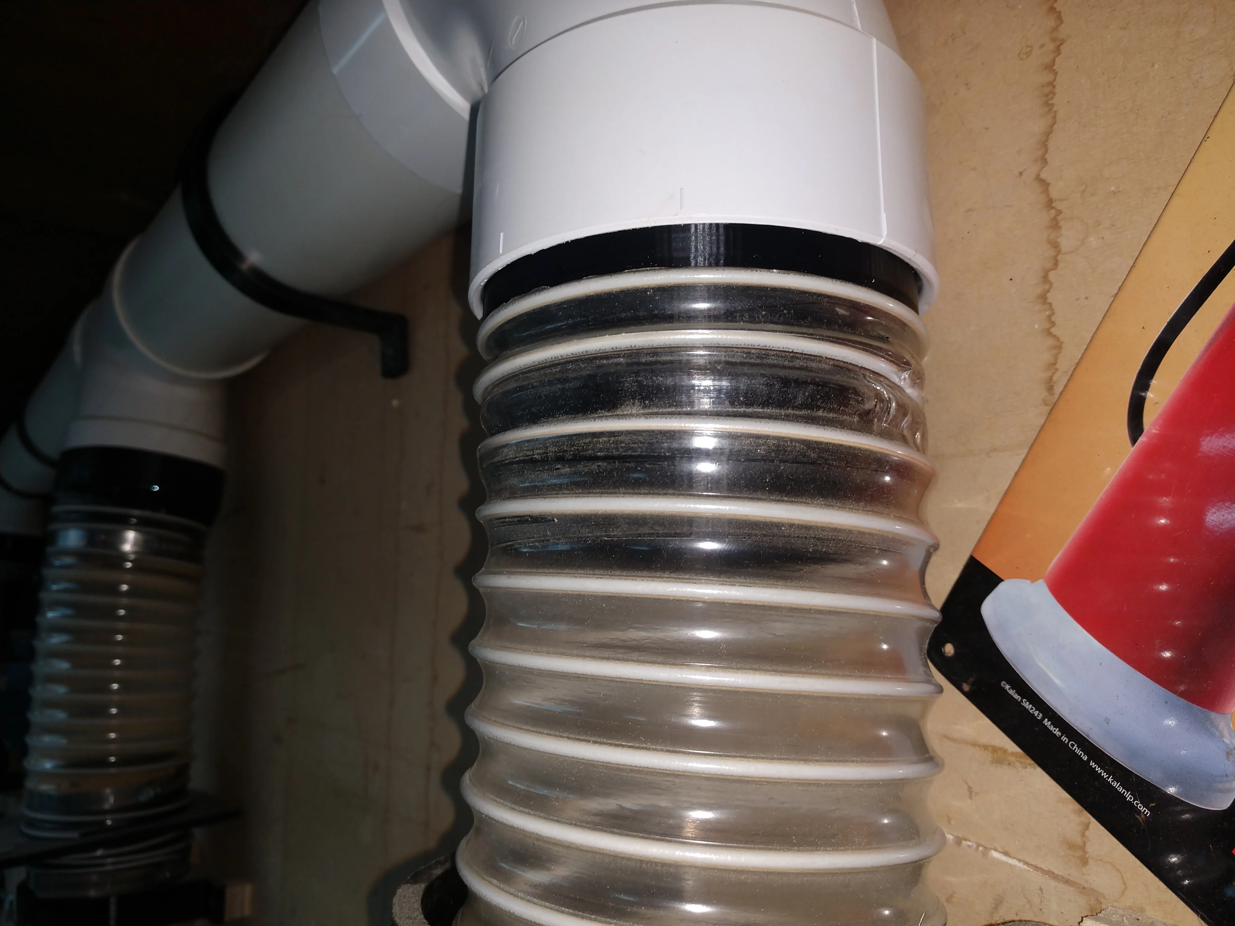 Dust Collection 4in PVC to 4" Flex Hose Threaded