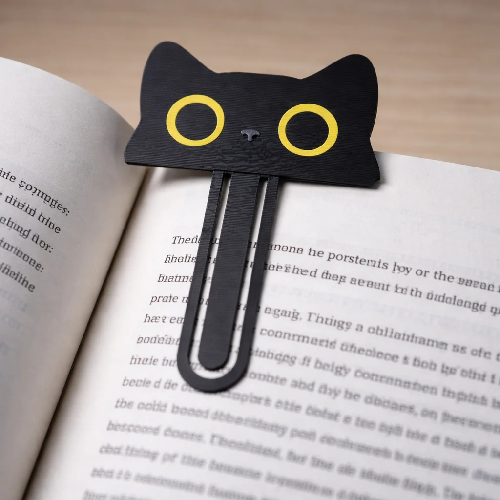 Black Cat Bookmark – Cute Minimalist Page Marker