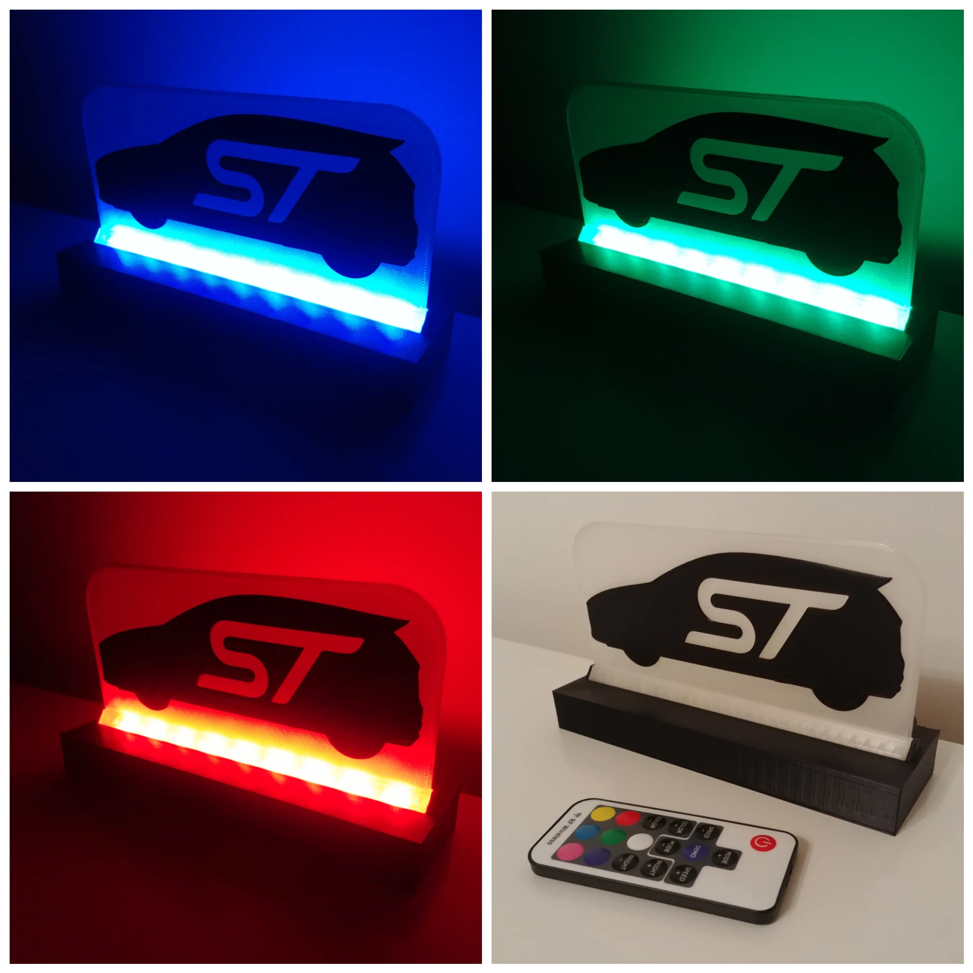 LED Backlit Desktop Sign (Example: Fiesta ST Silhouette)