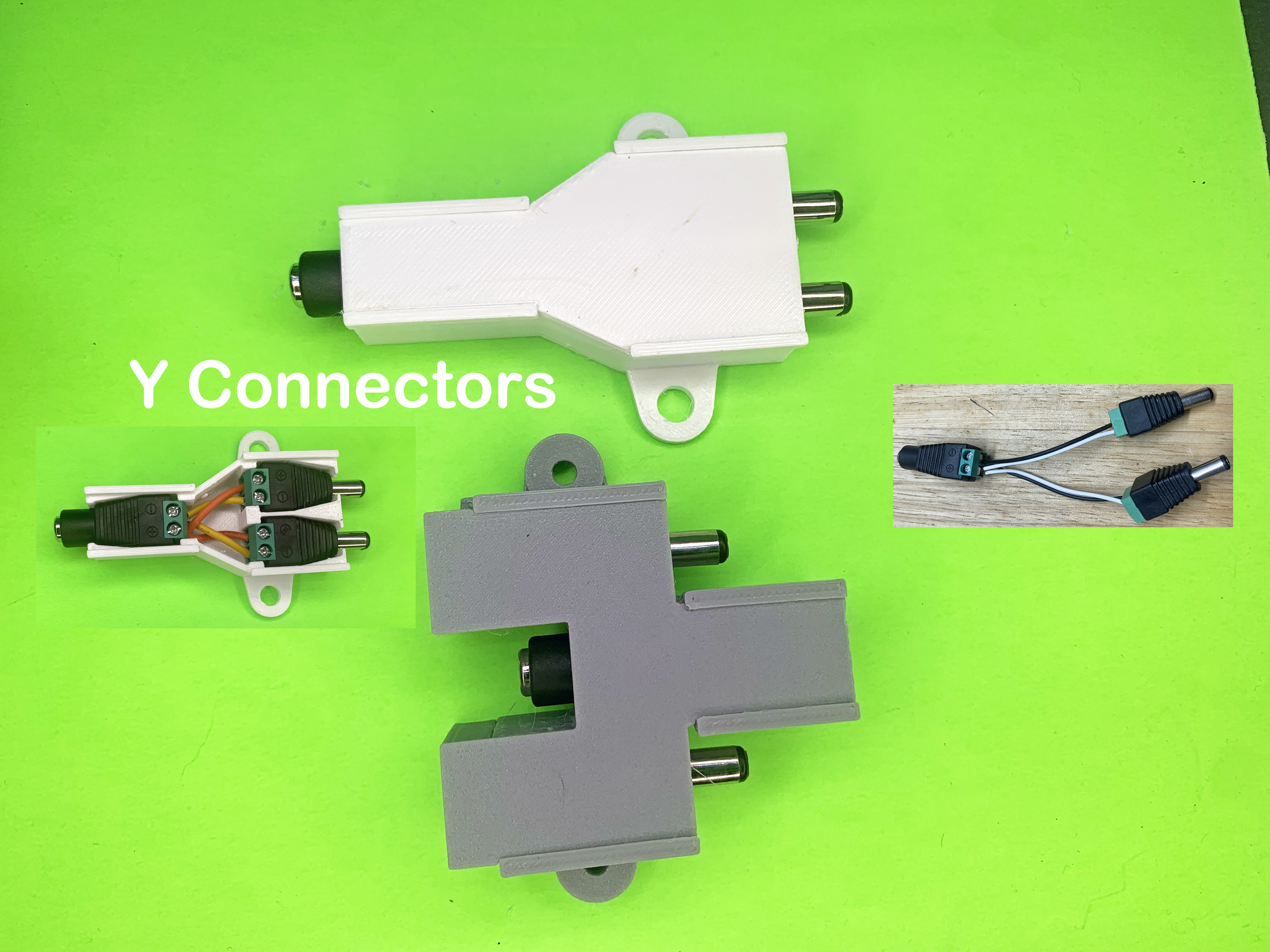 Y Connector housing for barrel connectors
