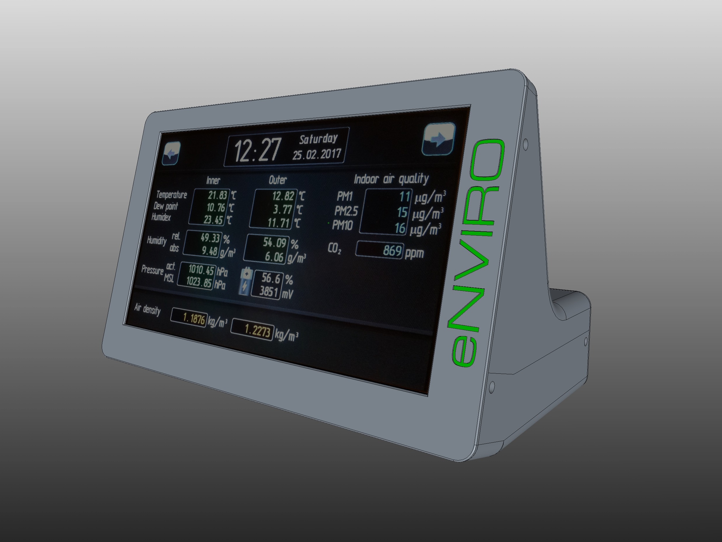 eNVIRO: 7" Touch panel weather station with remote sensor