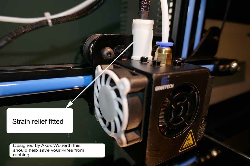 Extruder Wire Strain Relief for Geeetech A10