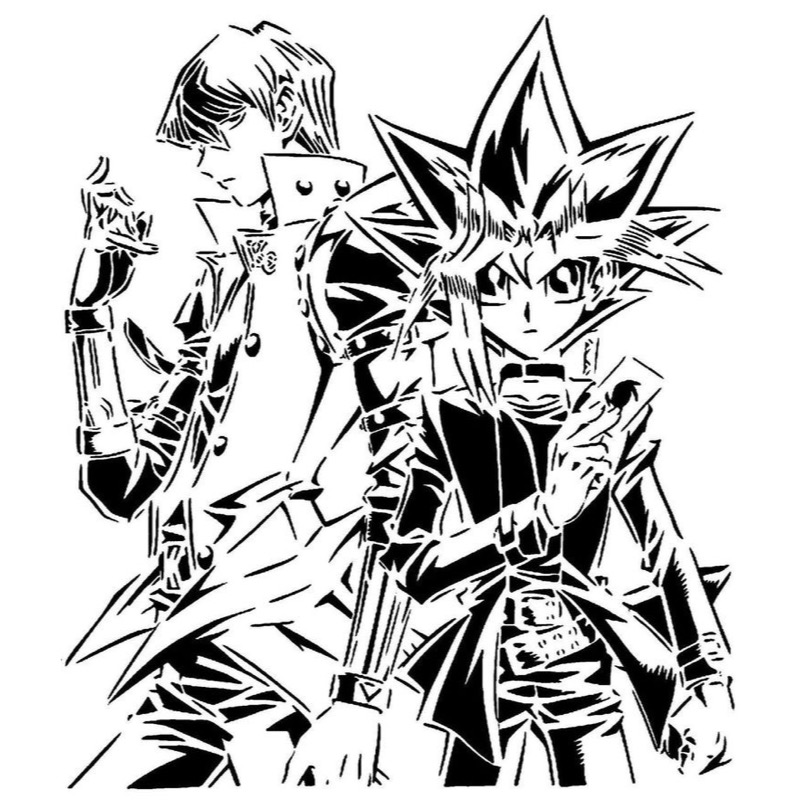 Yugi and Kaiba stencil