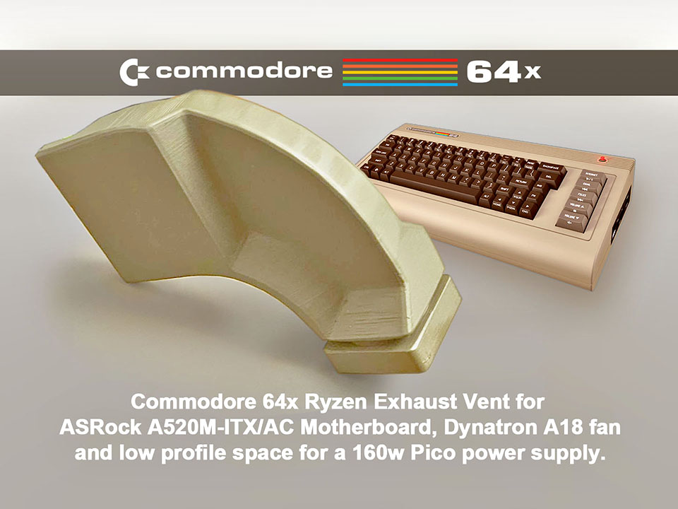 Commodore 64x Ryzen Cooling Vent for Pico 160W PSU