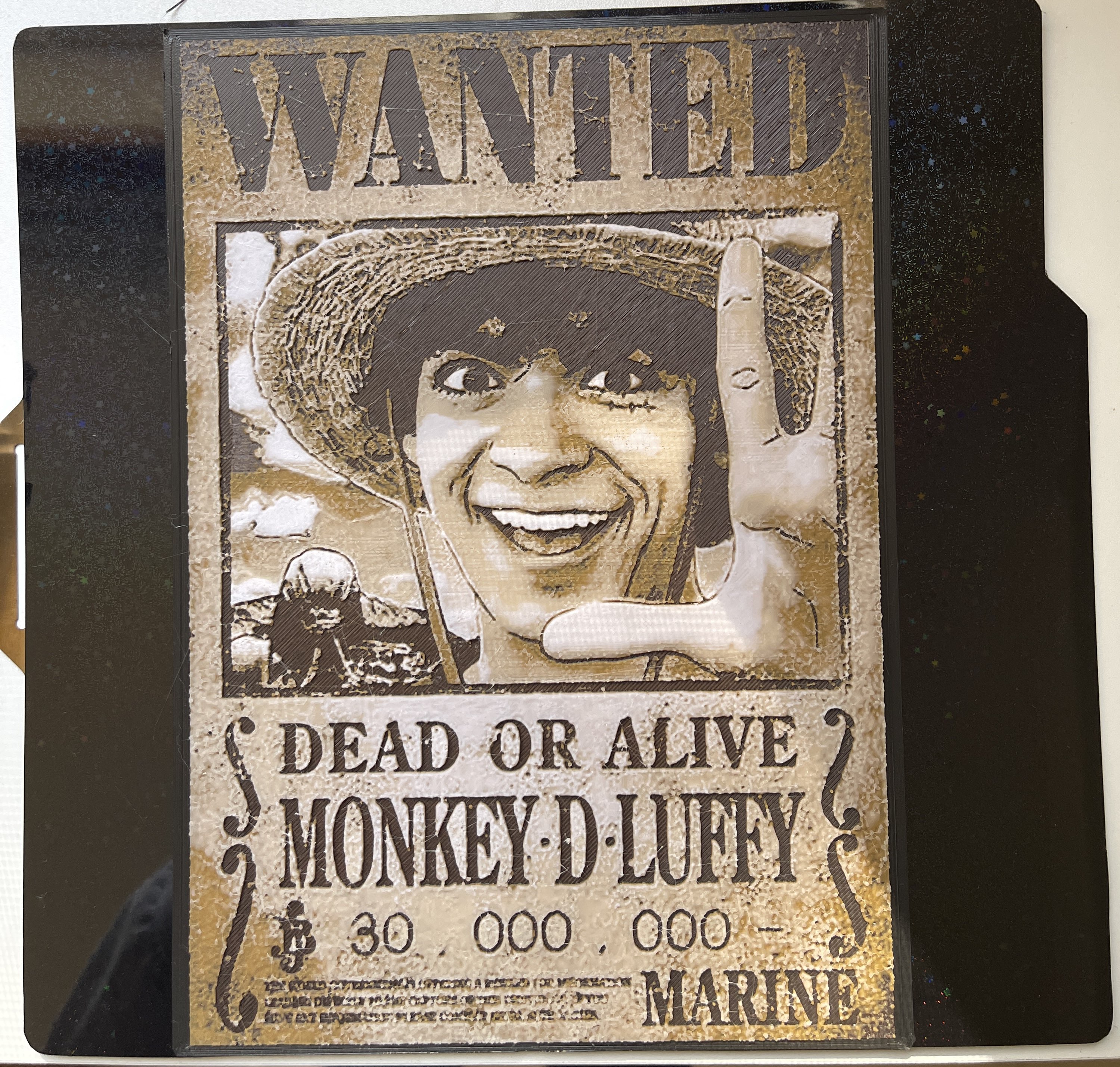 Monkey D Luffy (One Piece) Wanted Poster - Hueforge Print