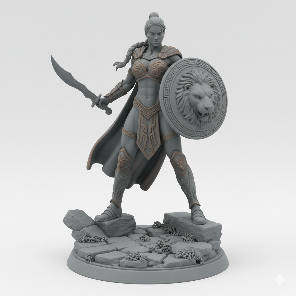 Lionheart Amazon – Paintable Miniature.