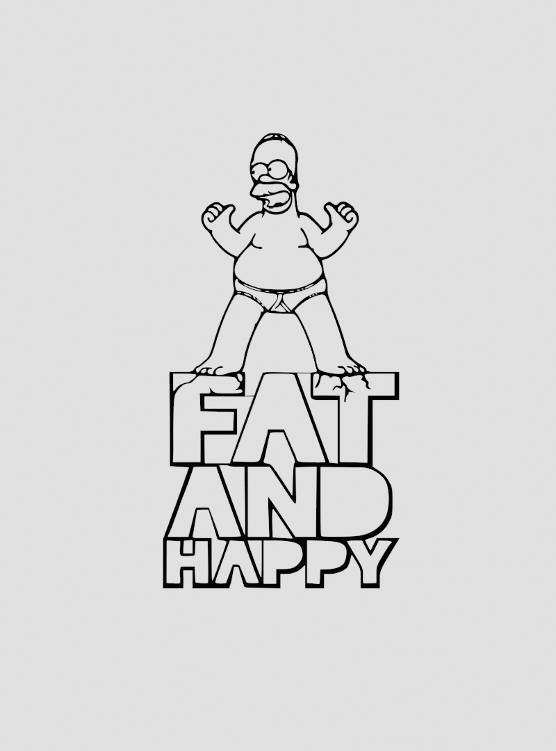 Homer Simpson - Fat And Happy - Wallart