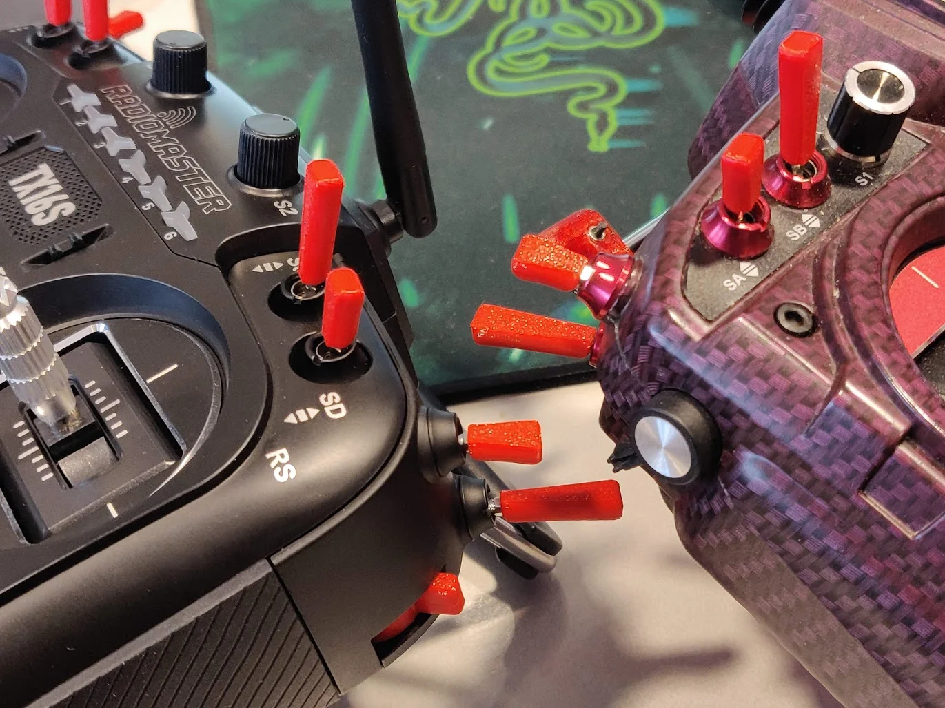 Transmitter switch stick cap covers