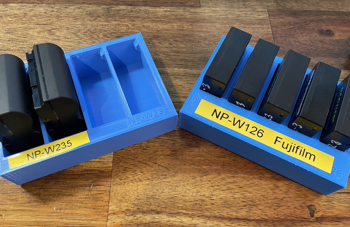 Battery trays for FujiFilm NP-W126 and NP-W235 batteries