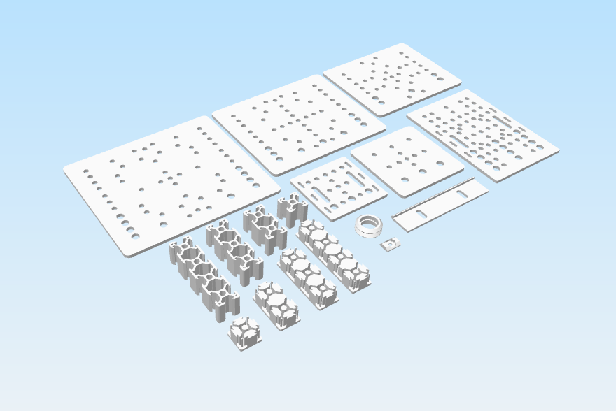 V-Slot Construction Set - Extrusion, Caps, Wheels, Rails, Plates, and Linkers