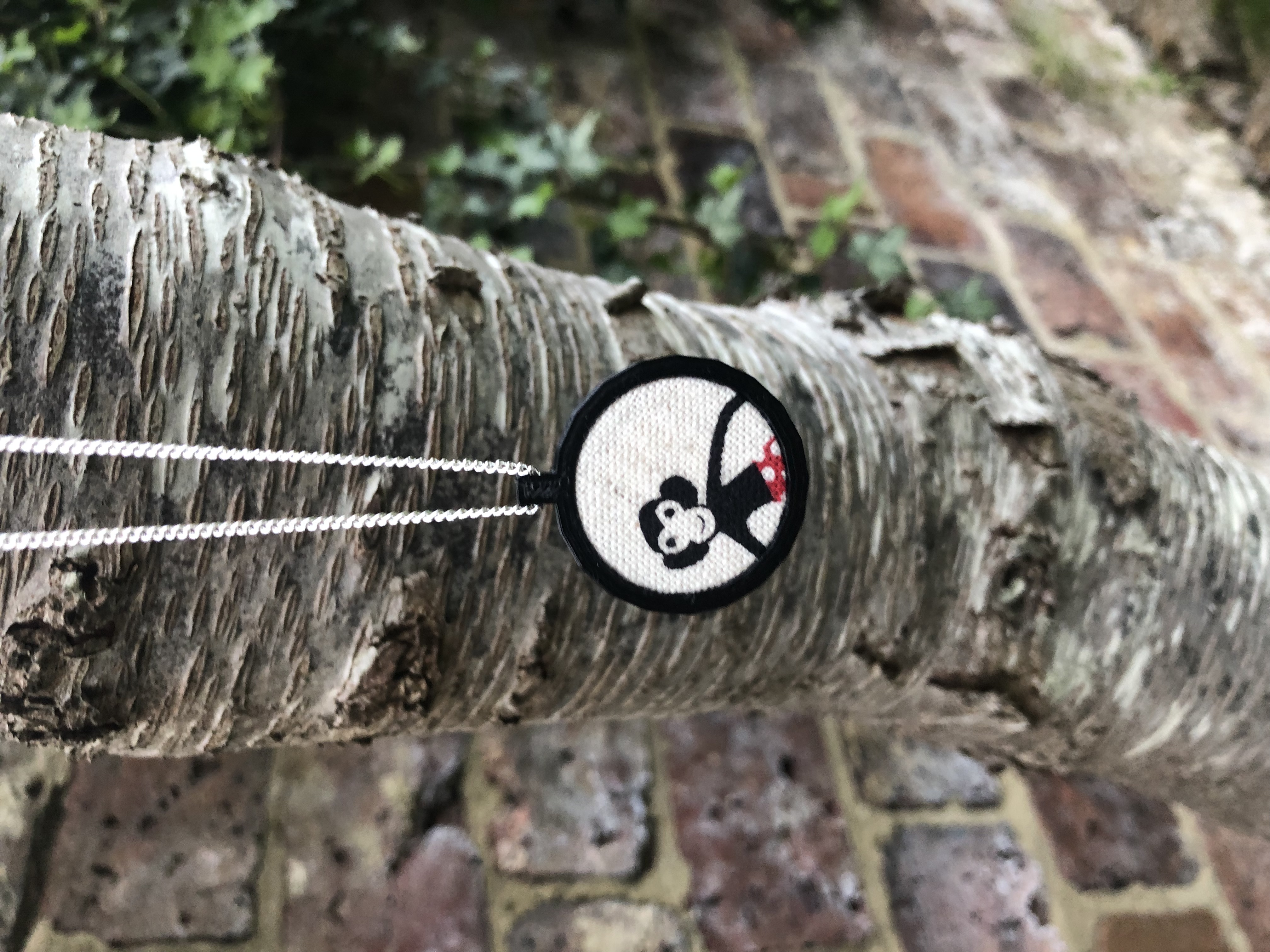 Mini embroidery hoop pendant