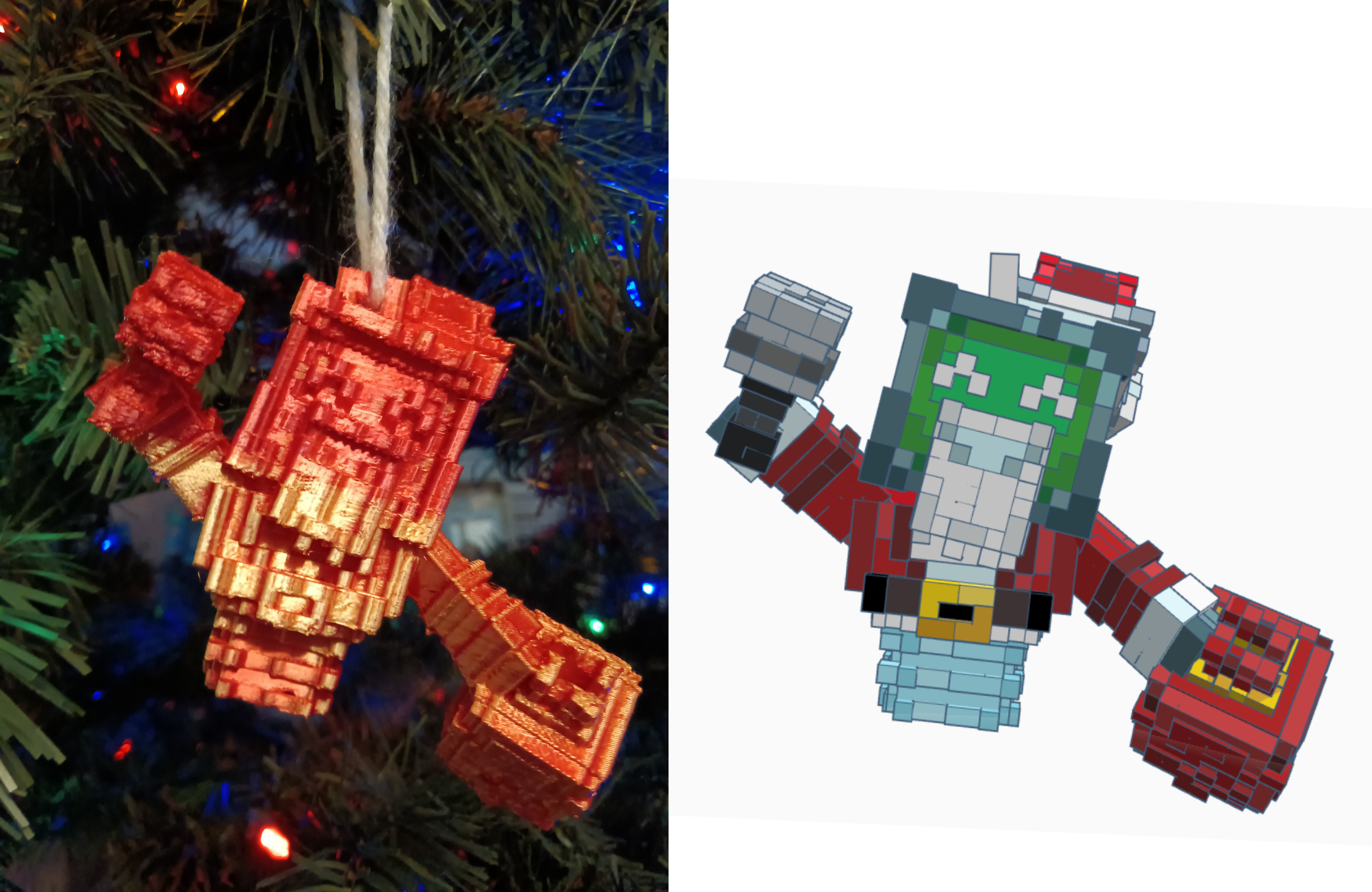 Nice Life Santa Bot Ornament (Textured & Minecraft Style)