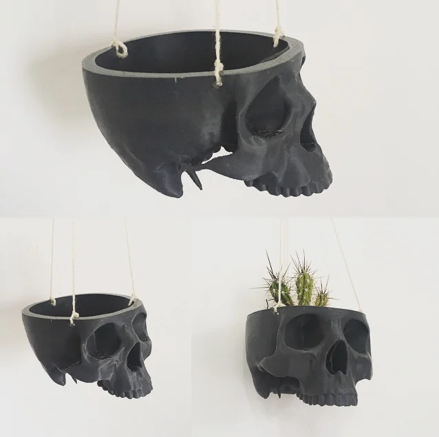 Skull Bowl Remix into Skull Hanging Planter / Pot