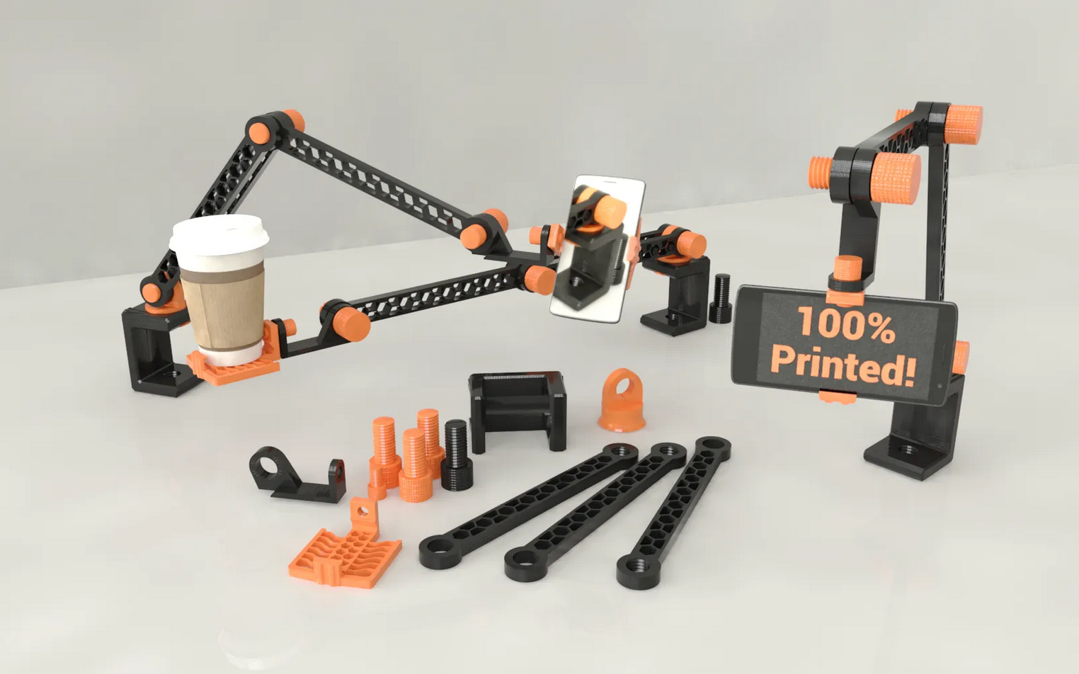 Flexible & sturdy phone arm (100% Printed)