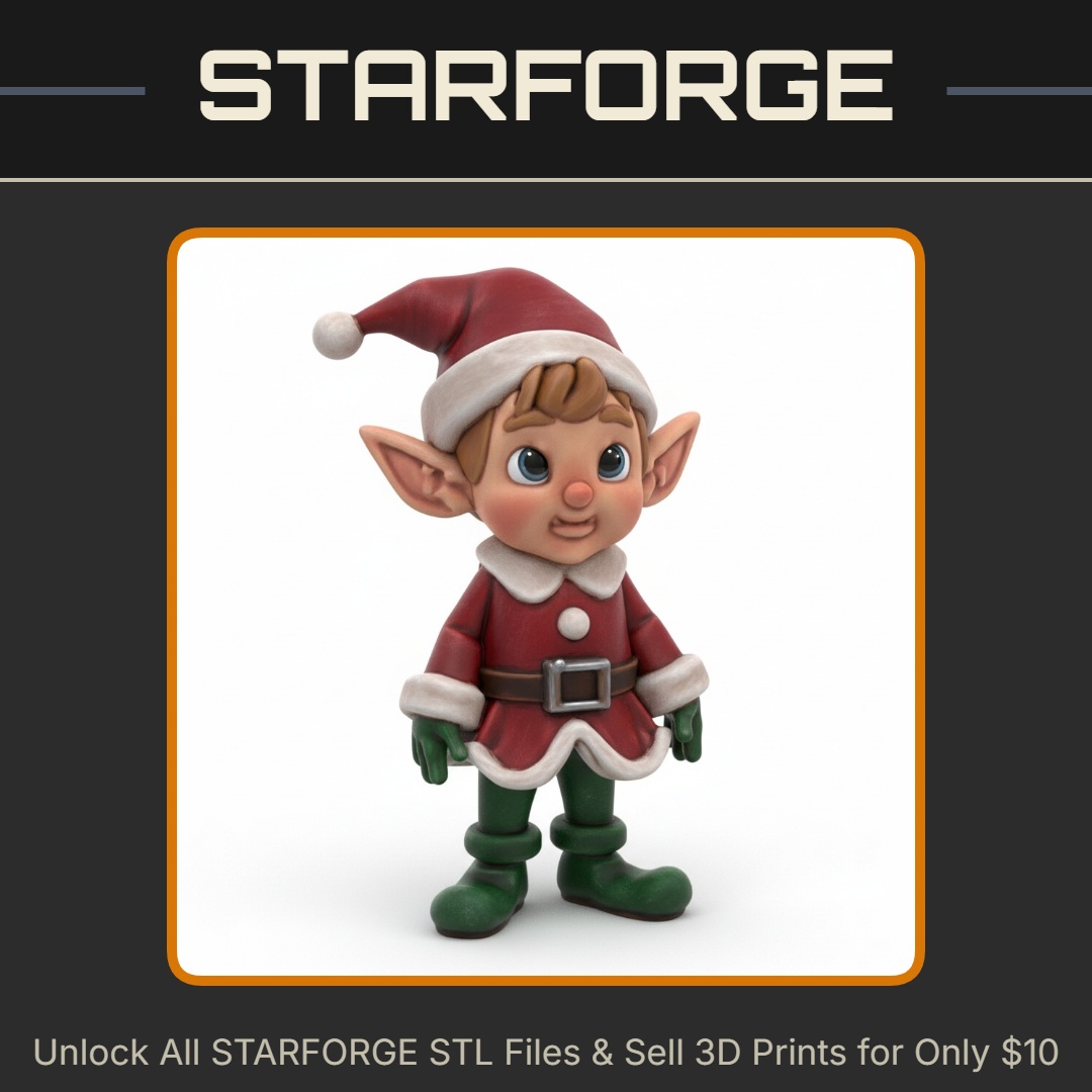 Fairy Garden Cute Elf Figurine with Holiday Outfit StarForge Kits 3D Print STL File
