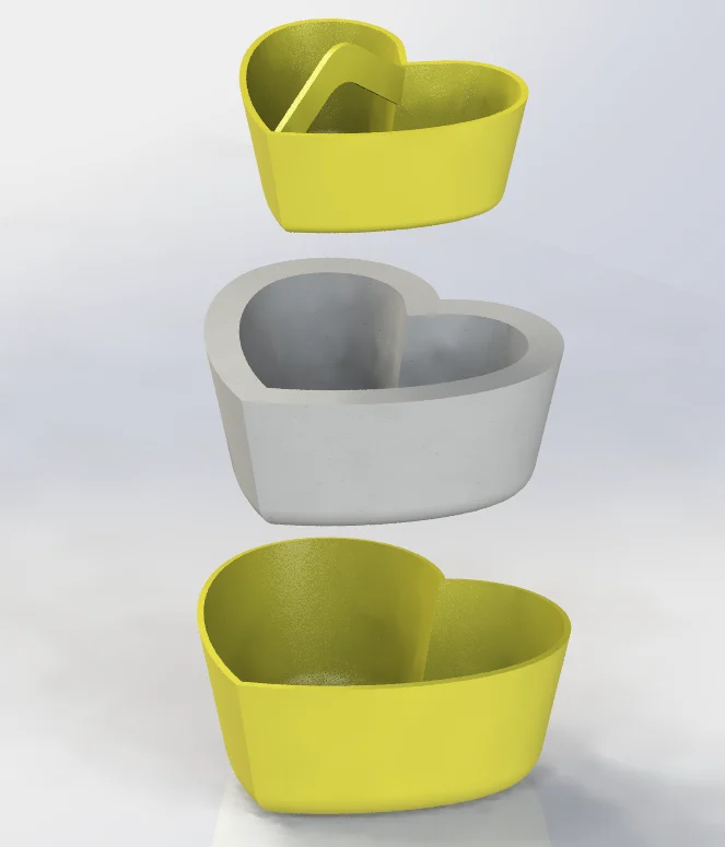 Heart Cement Pot Mold 11x4.5cm