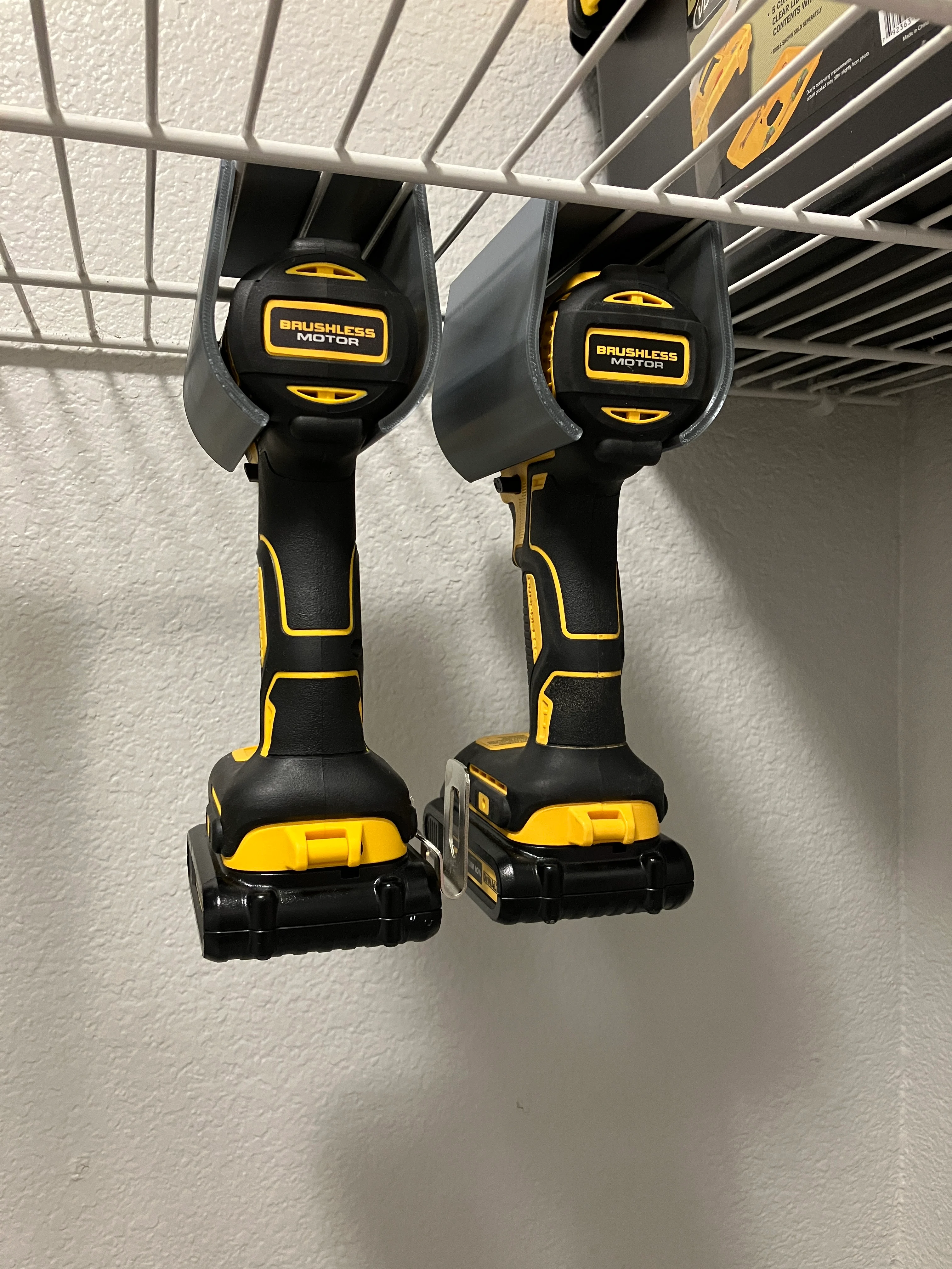 Dewalt drill mount for wire shelf