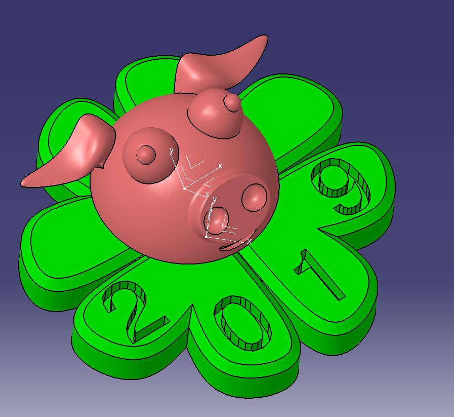 Glücksbringer 2019; Klee Schweinchen; clover pig; New Year 2019;