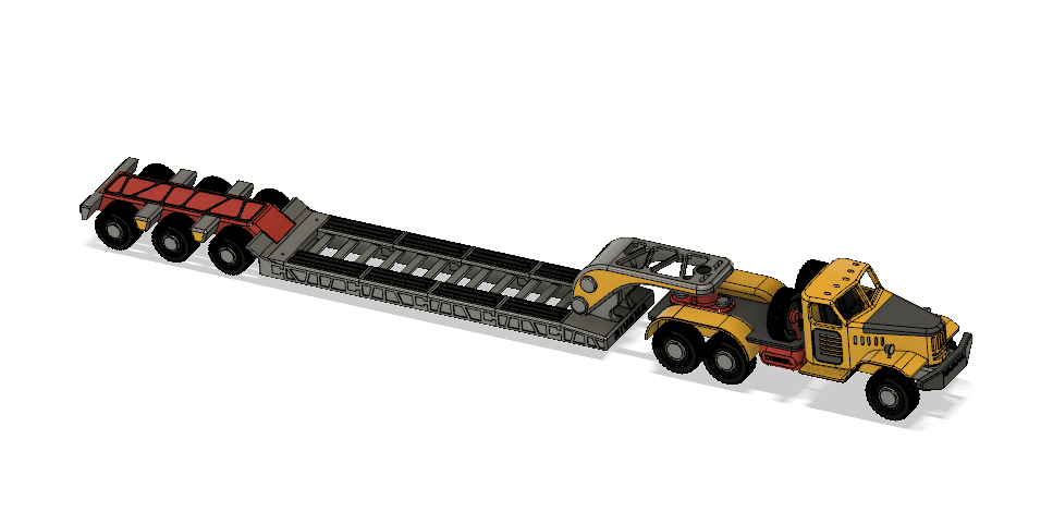 Yellow Zil Truck Lowboy Trailer