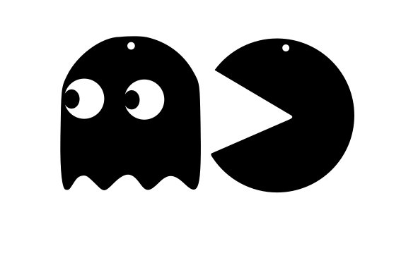 Pac-Man and Ghost earrings / pendant (Laser Cut)