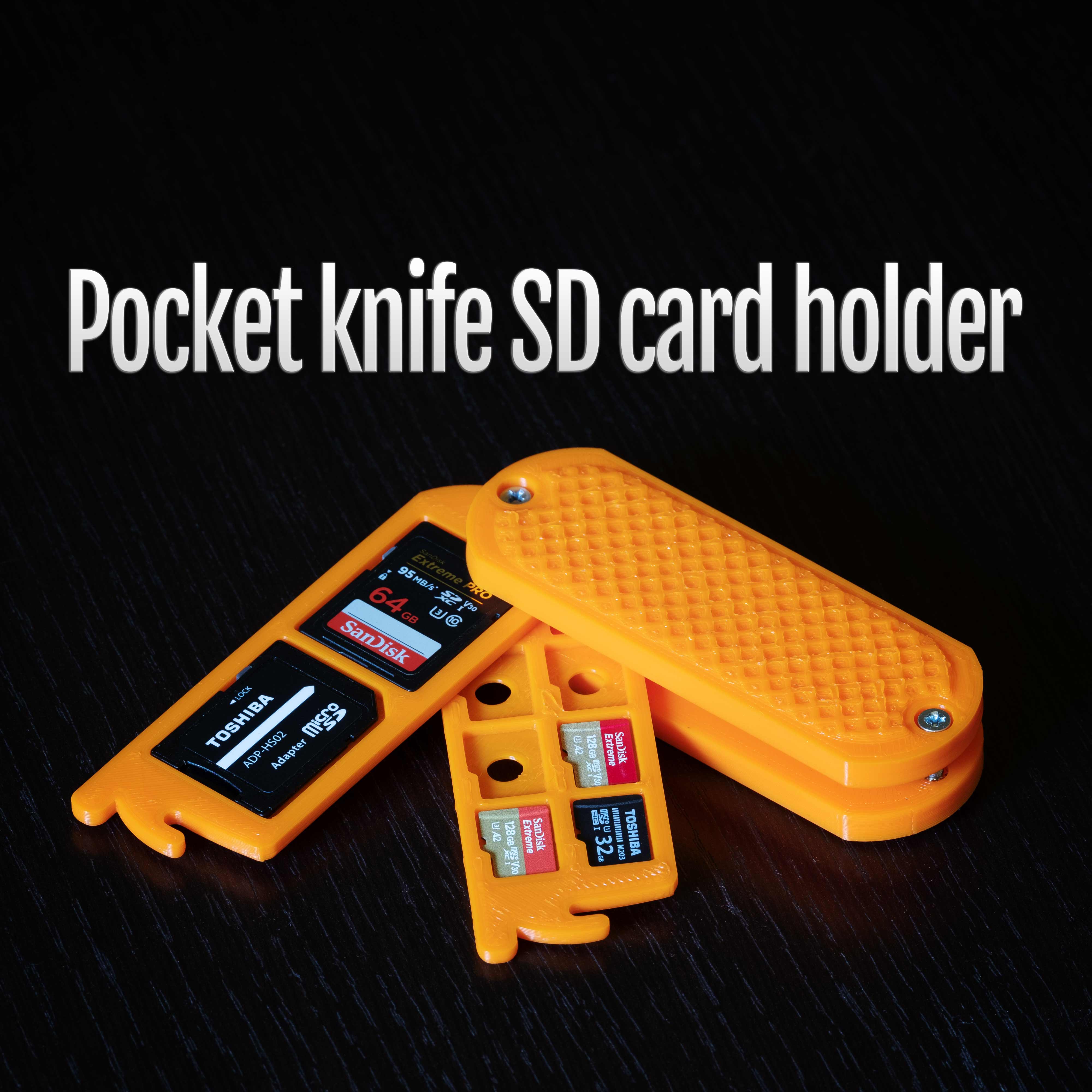Compact "pocket knife" SD/microSD card holder