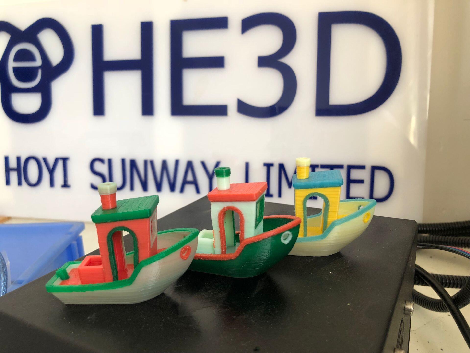 3 color parts boat for (HE3D) 3in1out printer